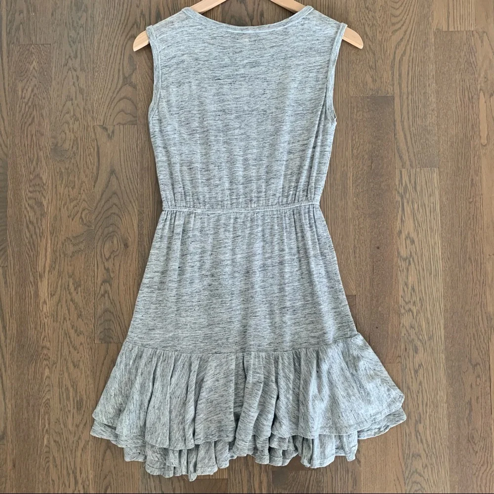 Rebecca Taylor Linen Jersey Tiered Gray Ruffle Dress Heather Grey Extra Small
